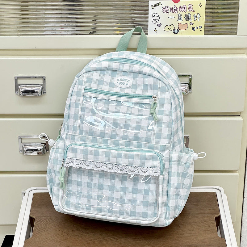 Transparent Front Pocket Checkered Backpack Stornfield