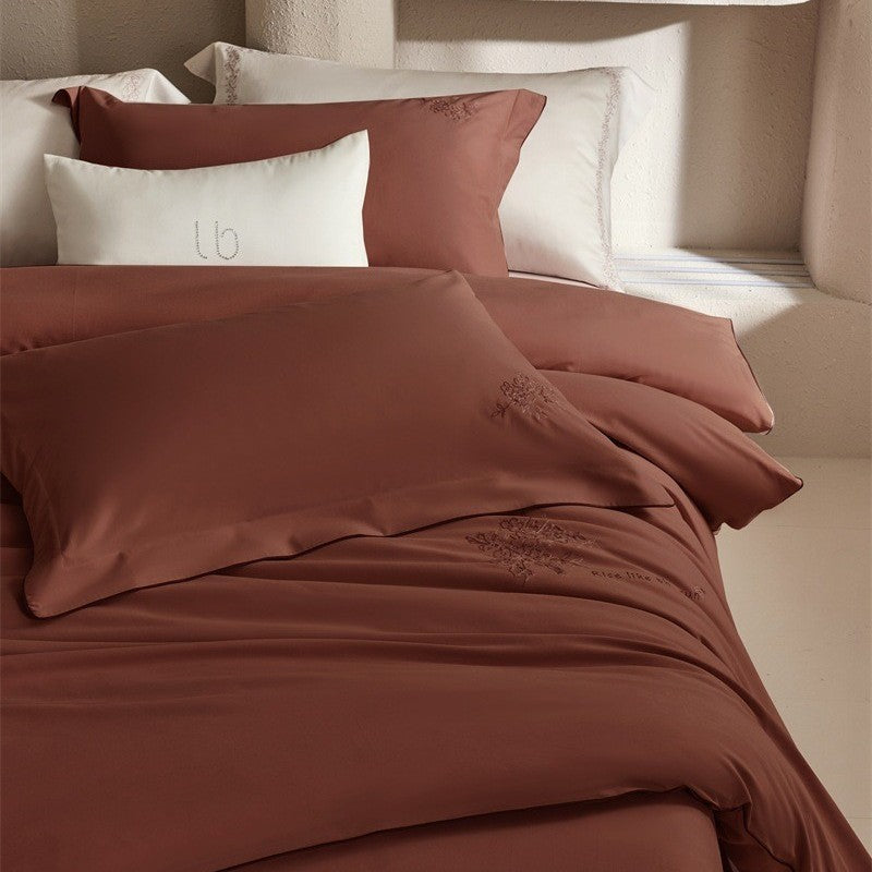 Luxury Embroidered Cotton Sateen Duvet Cover Bedding Set