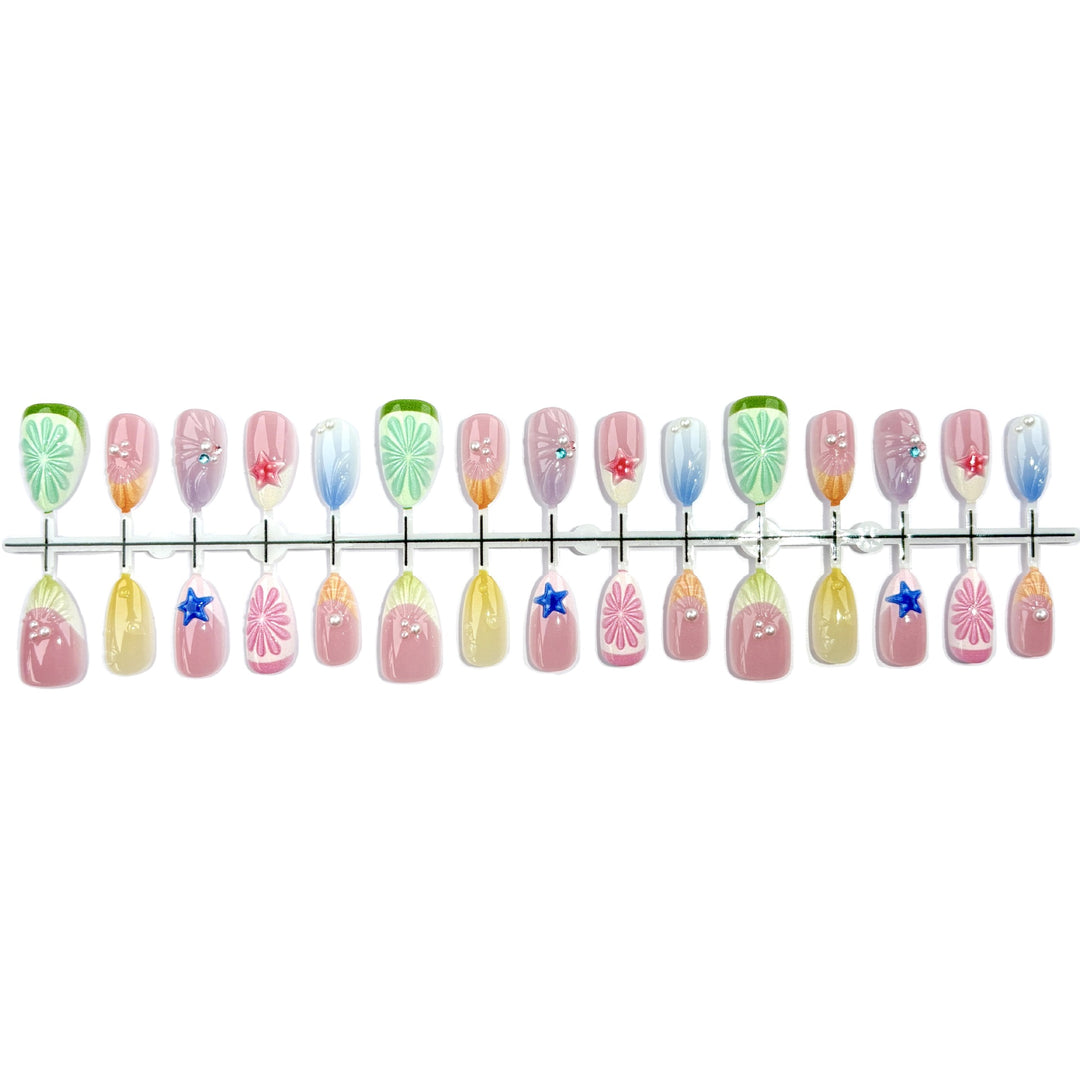 Decorative Floral Press-On Nail Set
