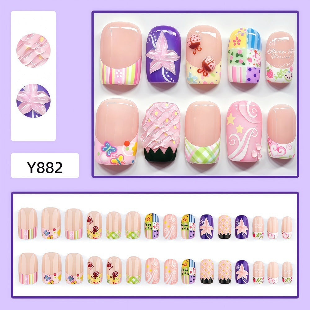 Creative artificial nails with floral and summer motifs Stornfield
