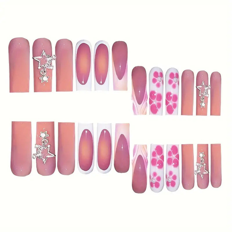 Artistic 3D Floral Press-On Nail Set Stornfield