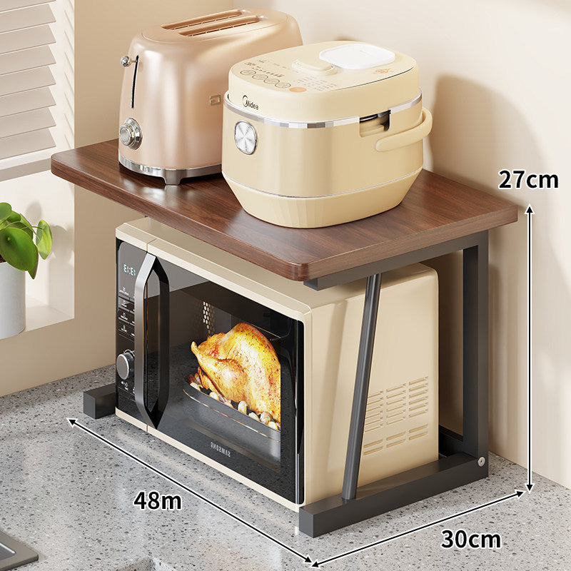 Compact Two-Tier Kitchen Microwave and Appliance Stand with Heat-Resistant Top and Open Lower Storage