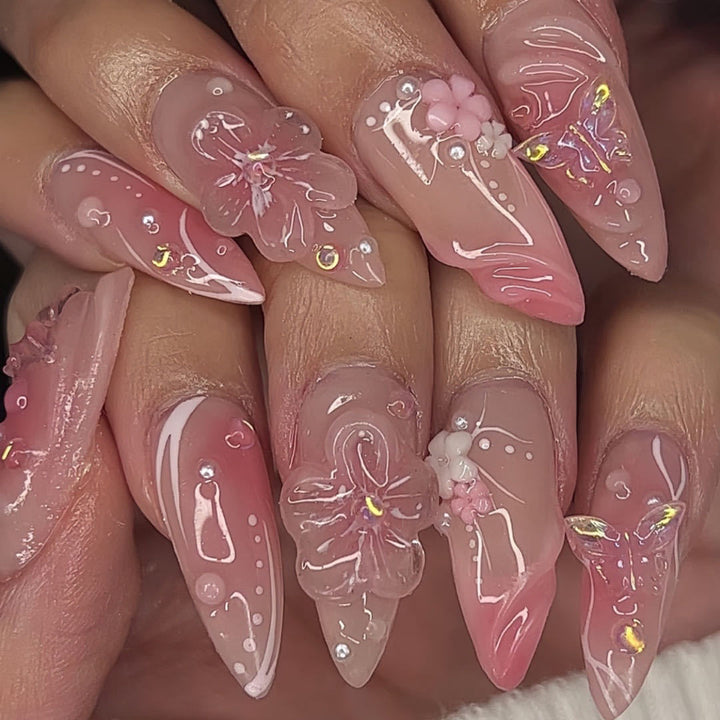Decorative Floral Stiletto Nail Enhancements Stornfield