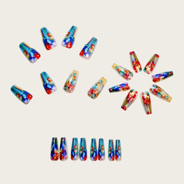 Artificial nails with sparkling crystal decorations Stornfield