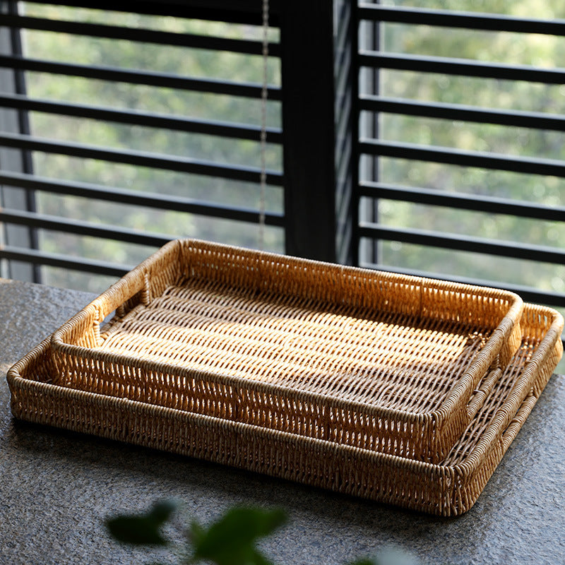 Handcrafted Rectangular Wicker Serving Tray Stornfield