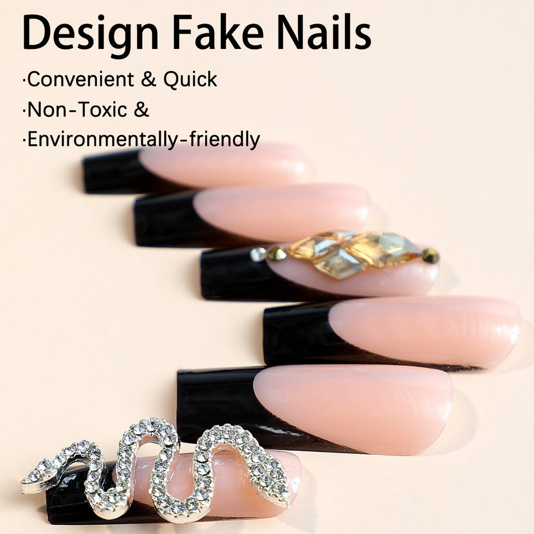Artificial nail tips with glamorous snake design Stornfield