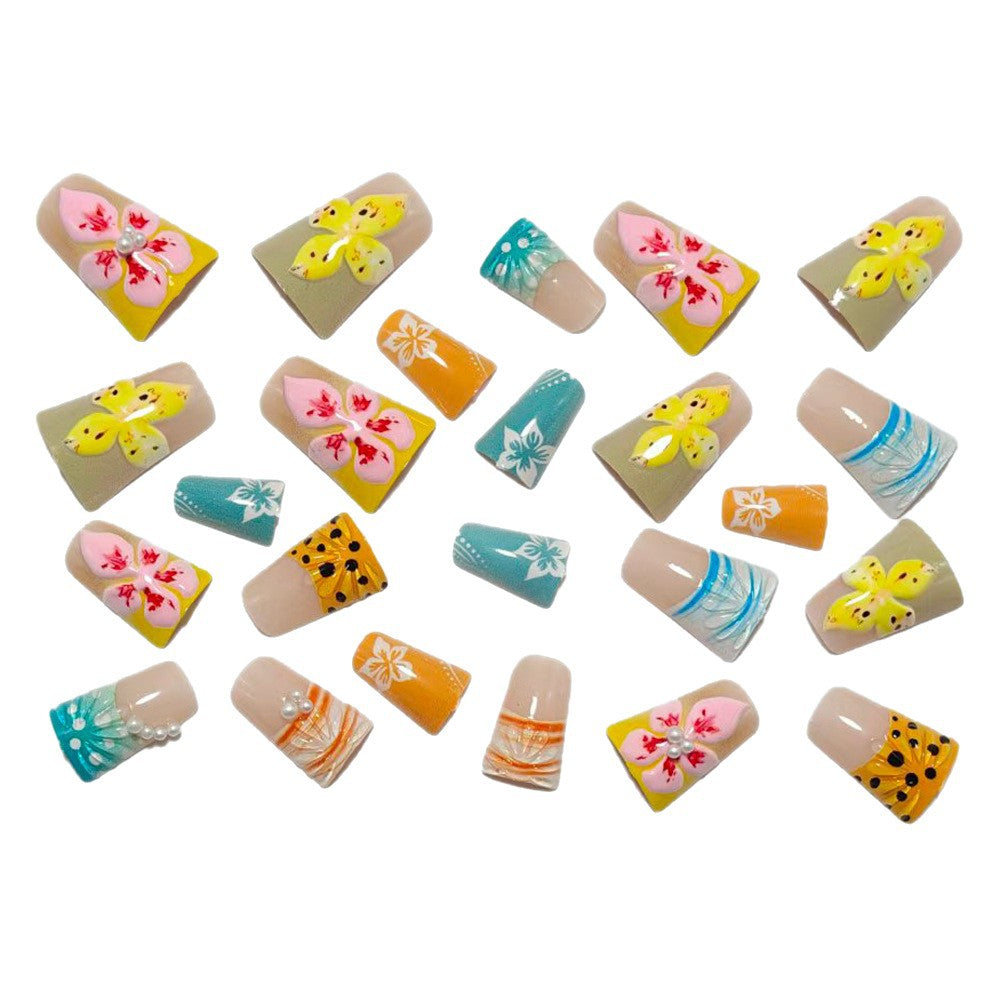 Exclusive artificial nails with floral accents and artistic embellishments Stornfield