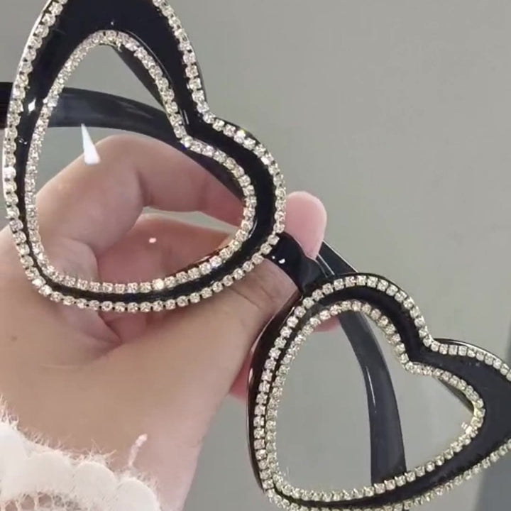 Rhinestone-Embellished Heart-Shaped Sunglasses Stornfield