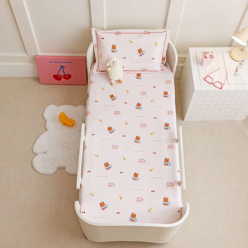 Toddler Breathable Cotton Percale Bunny Print Bed Linen Set