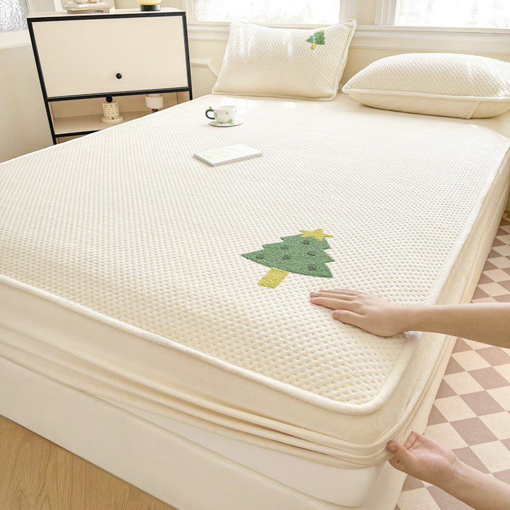 Plush Quilted Mattress Topper with Embroidered Puppy