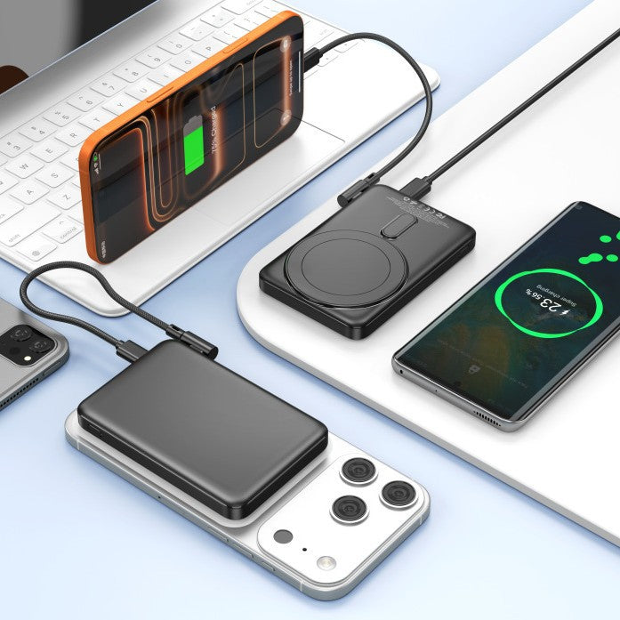 Portable power bank with integrated wireless charger and digital display Stornfield