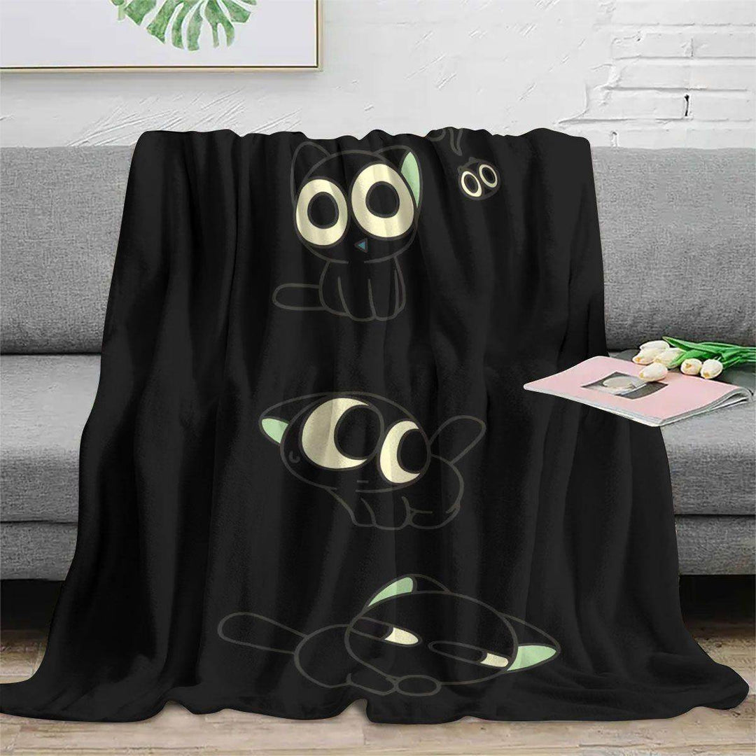 Cozy Cartoon Cat-Themed Fleece Throw Blanket