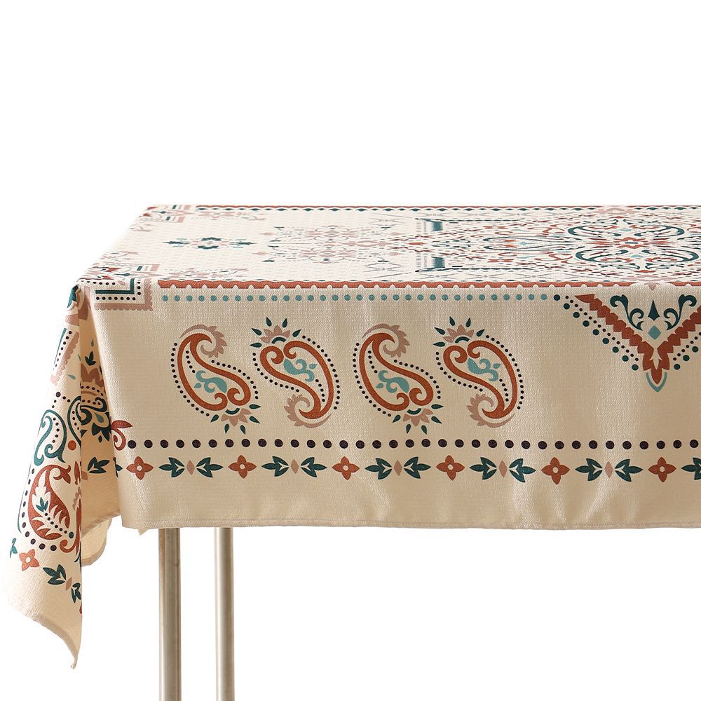 Rectangular oilcloth tablecloth with paisley pattern