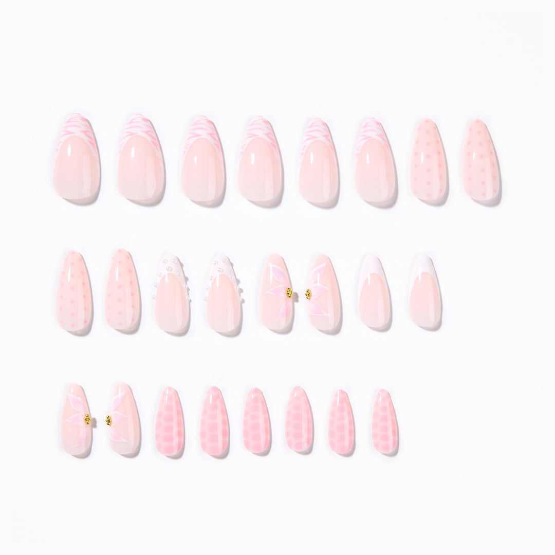 Artistic stiletto nails with elegant 3D decorations Stornfield