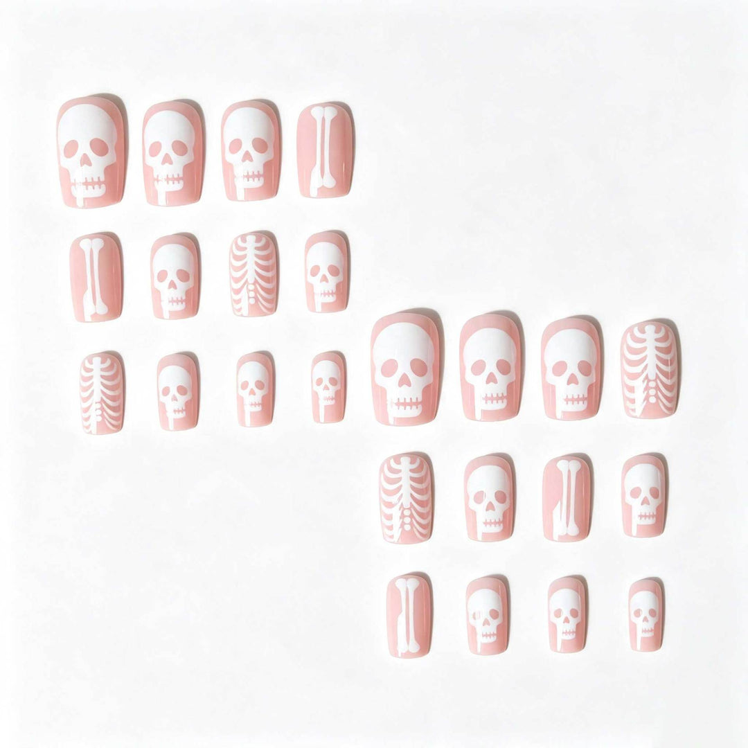 Artistic Skull-Themed Nail Art Design