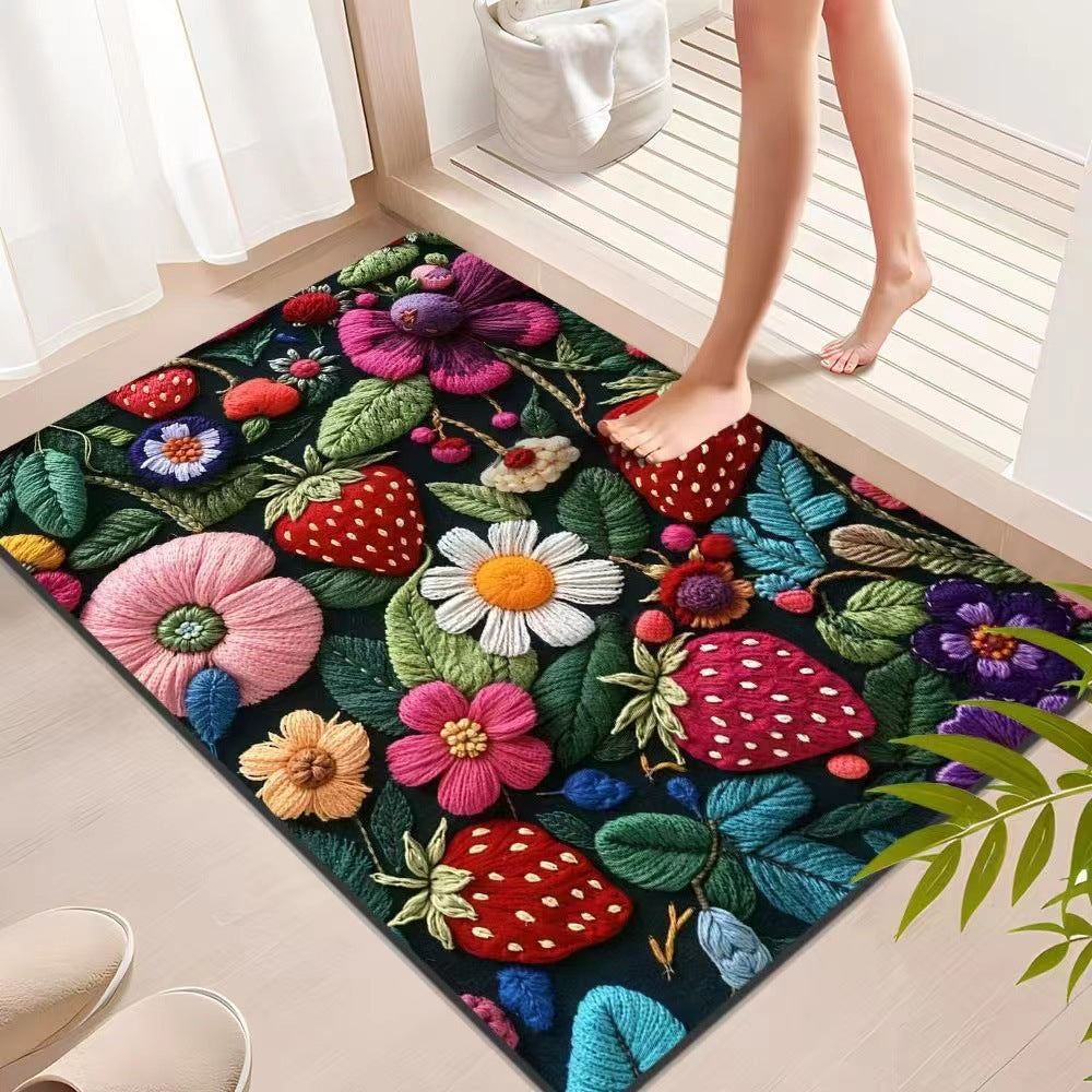 Floral Textured Indoor Mat Stornfield