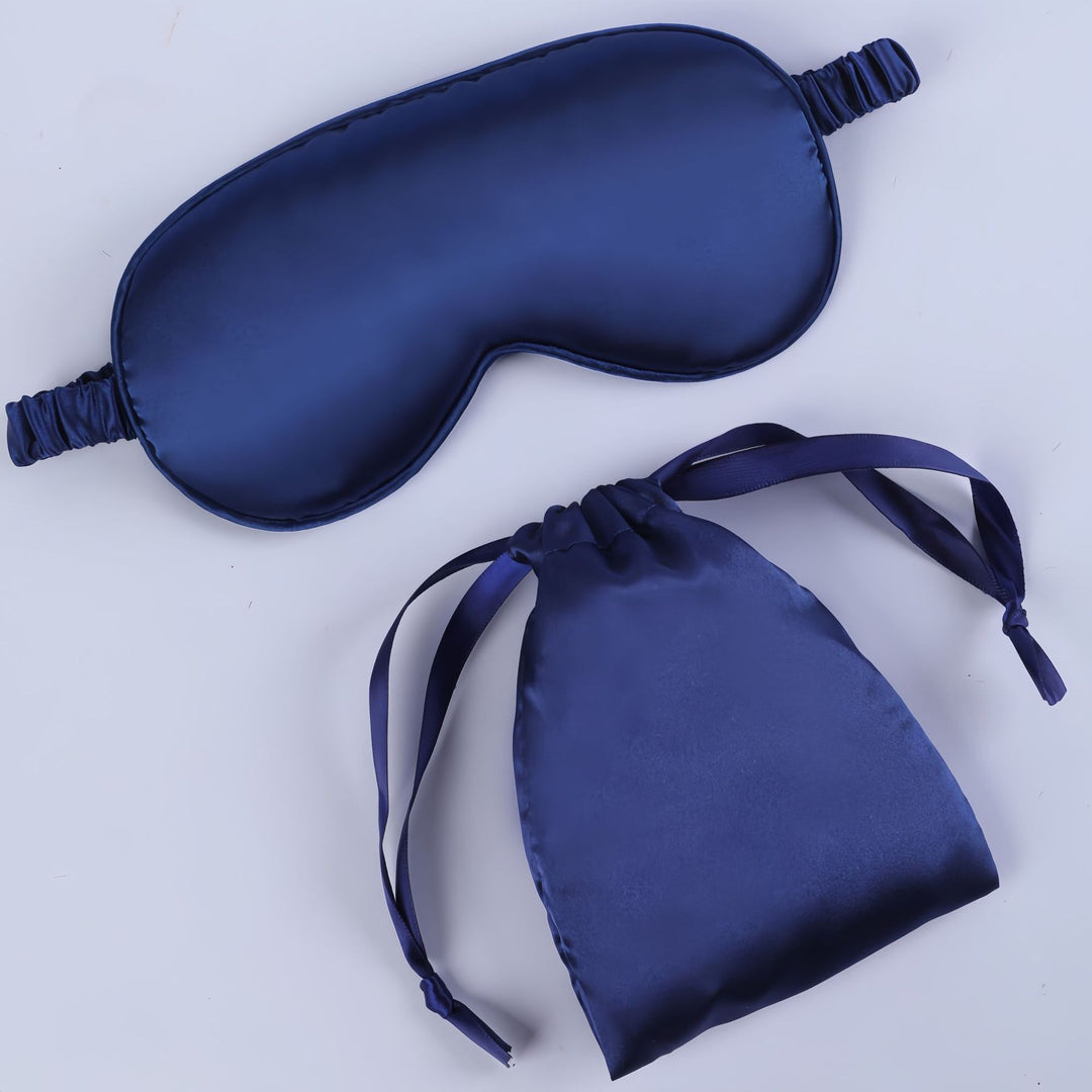 Women's nano silk sleep mask with padded eye area, adjustable elastic band, and storage pouch Stornfield