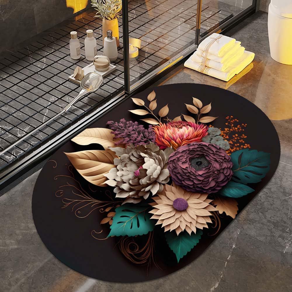 Floral Art Bath Rug Stornfield