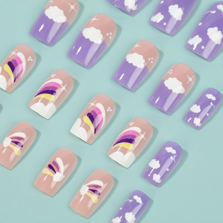 Creative Nail Art Set with colorful rainbow and cloud designs Stornfield