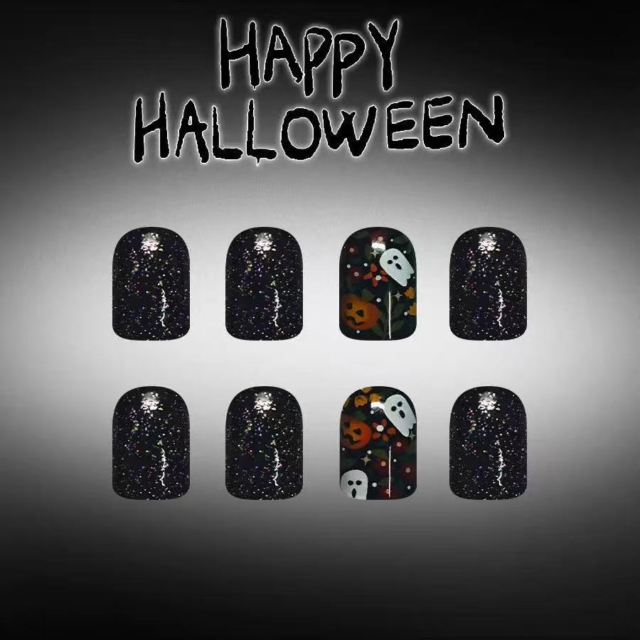 Artificial nail set with Halloween motifs and glitter accents Stornfield