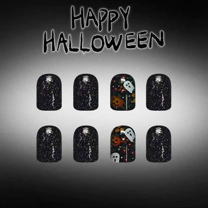 Artificial nail set with Halloween motifs and glitter accents Stornfield