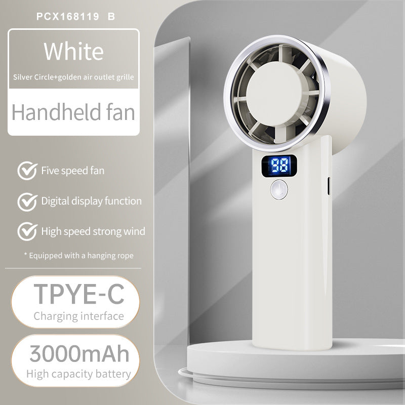 Unisex handheld fan with digital display and five speed levels Stornfield