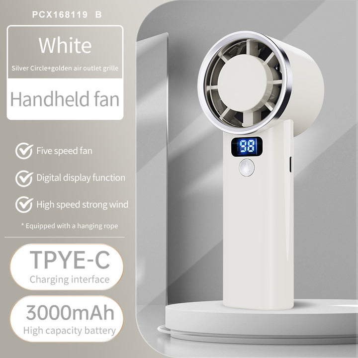 Unisex handheld fan with digital display and five speed levels Stornfield