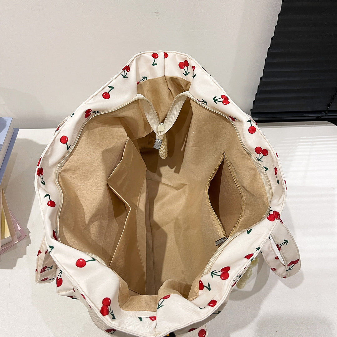 Cherry Print Multi-Pocket Tote Bag Stornfield