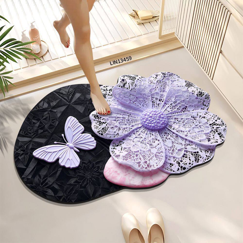 Floral Design Decorative Bath Mat