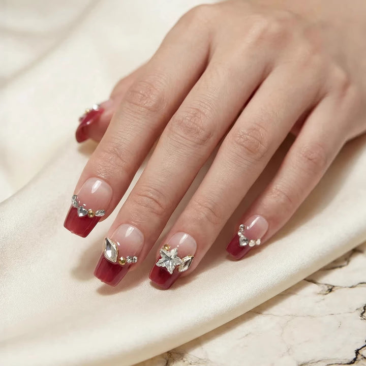 Decorative Rhinestone-Embellished Press-On Nail Tips Stornfield