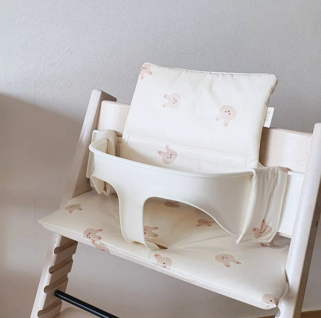 Padded High Chair Seat Cushion with Removable Cover and Safety Strap Openings