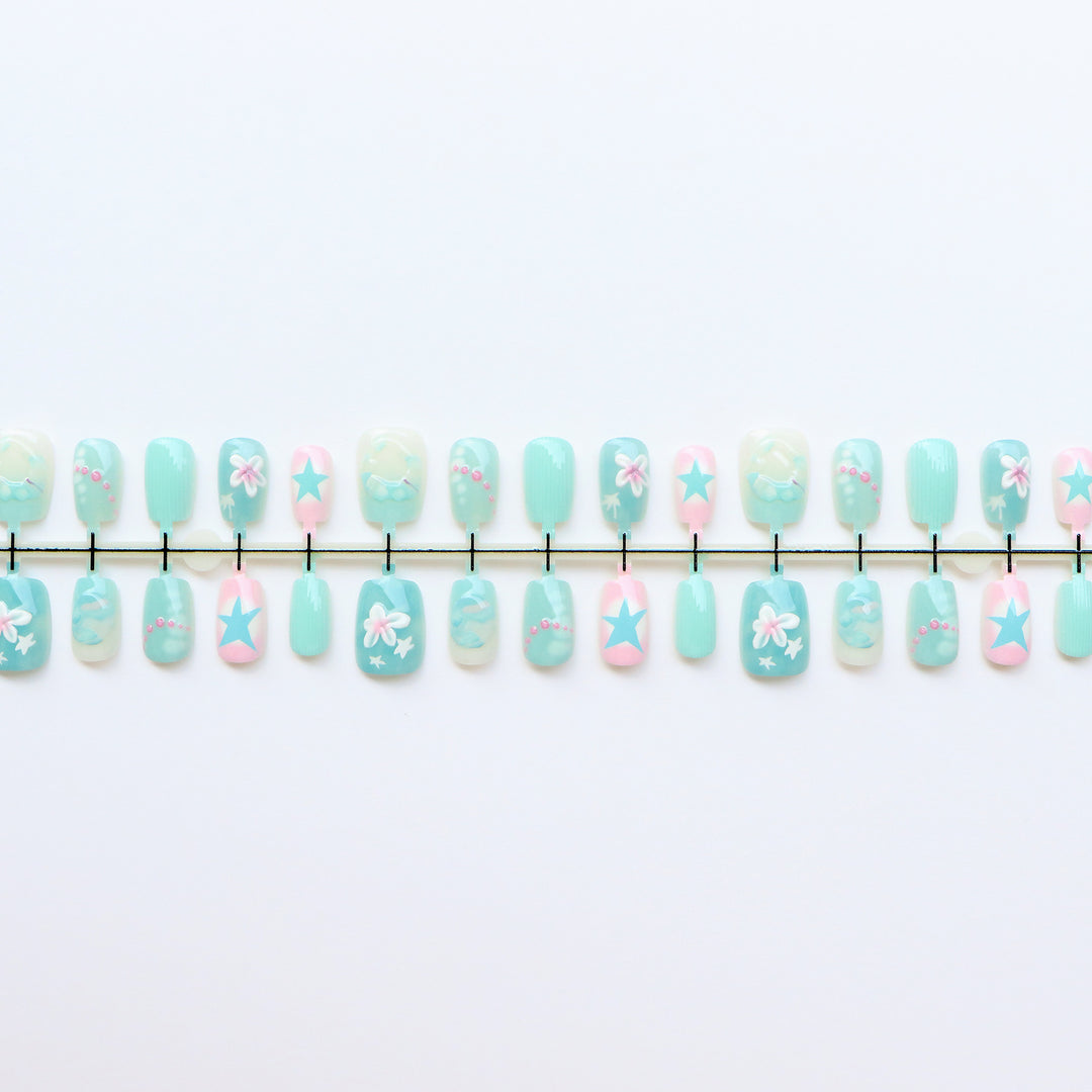 Mermaid-Inspired Decorative Press-On Nail Set Stornfield