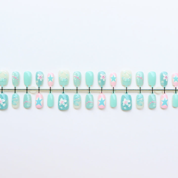 Mermaid-Inspired Decorative Press-On Nail Set Stornfield