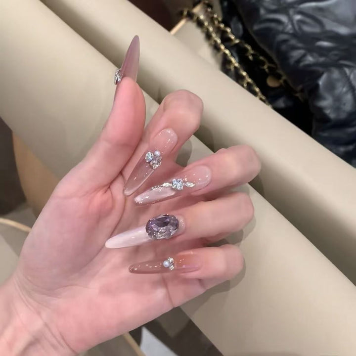 Glamorous Crystal-Studded Stiletto Press-On Nails Stornfield