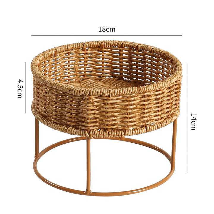 Round Woven Storage Tray with Metal Base Stornfield
