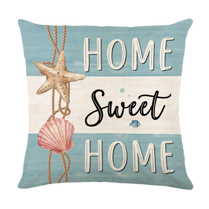 Nautical Coastal Decorative Throw Pillow with Home Sweet Home Print