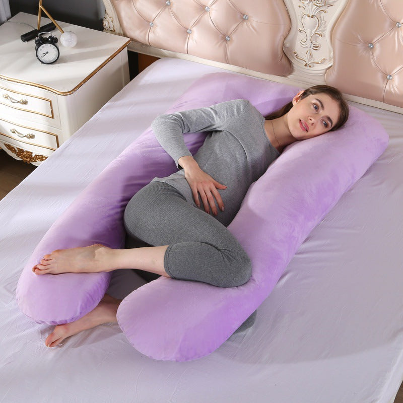 ergonomic U-shaped full-body maternity support pillow with removable washable velour cover and adjustable inner bolster Stornfield