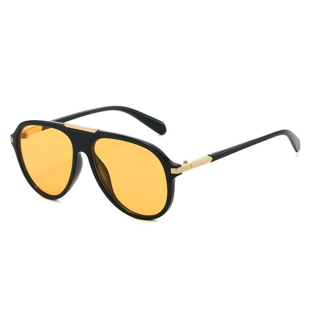 Oversized Aviator Sunglasses with Metallic Accents Stornfield