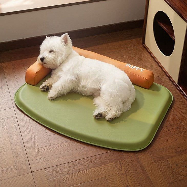 Unisex nan orthopedic dog mat with memory foam and raised head cushion edge Stornfield