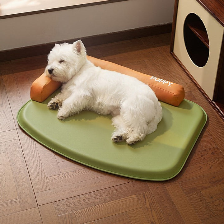 Unisex nan orthopedic dog mat with memory foam and raised head cushion edge Stornfield