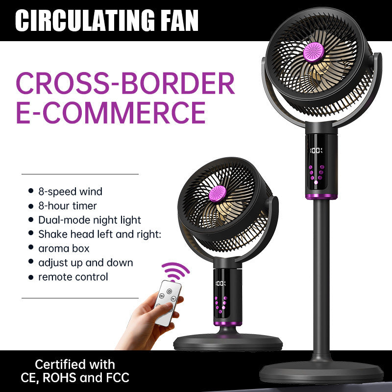 Unisex nan height-adjustable oscillating rechargeable pedestal fan with digital LED display remote and aromatherapy Stornfield