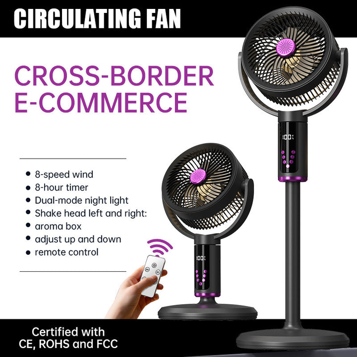 Unisex nan height-adjustable oscillating rechargeable pedestal fan with digital LED display remote and aromatherapy Stornfield