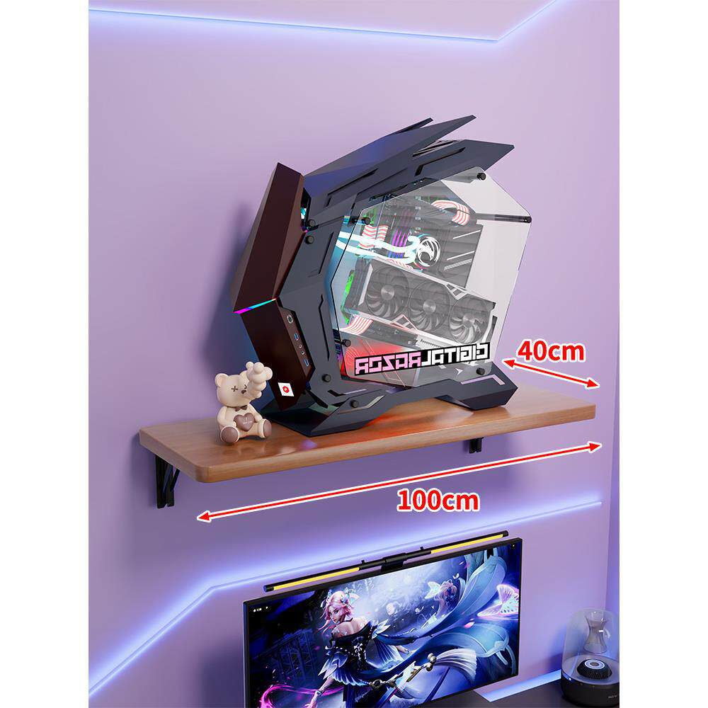 Wall-Mount Floating Shelf for Mid-Tower Gaming PC with Reinforced Brackets