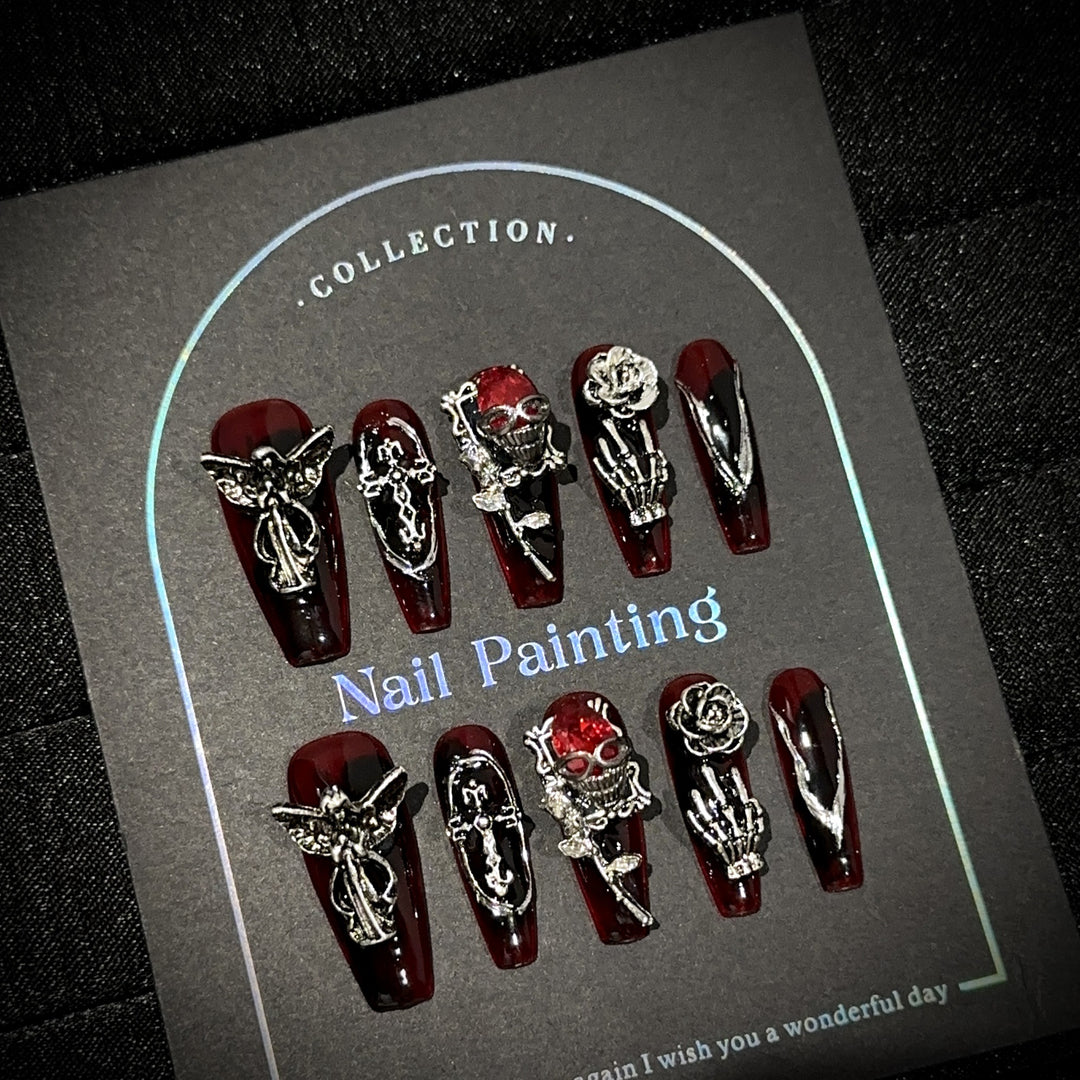 Gothic-Themed Press-On Nail Set