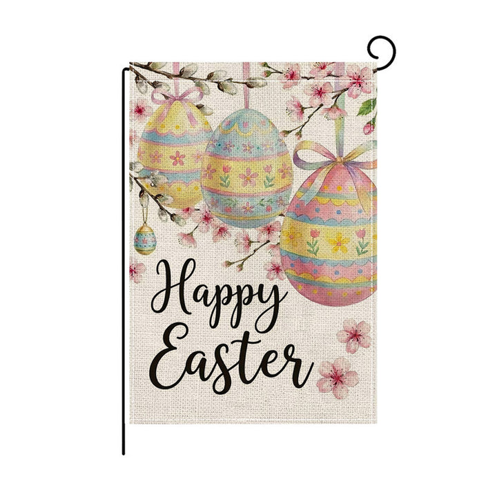 Decorative Outdoor Burlap-Texture Easter Garden Flag with Double-Sided Print and Pole Sleeve