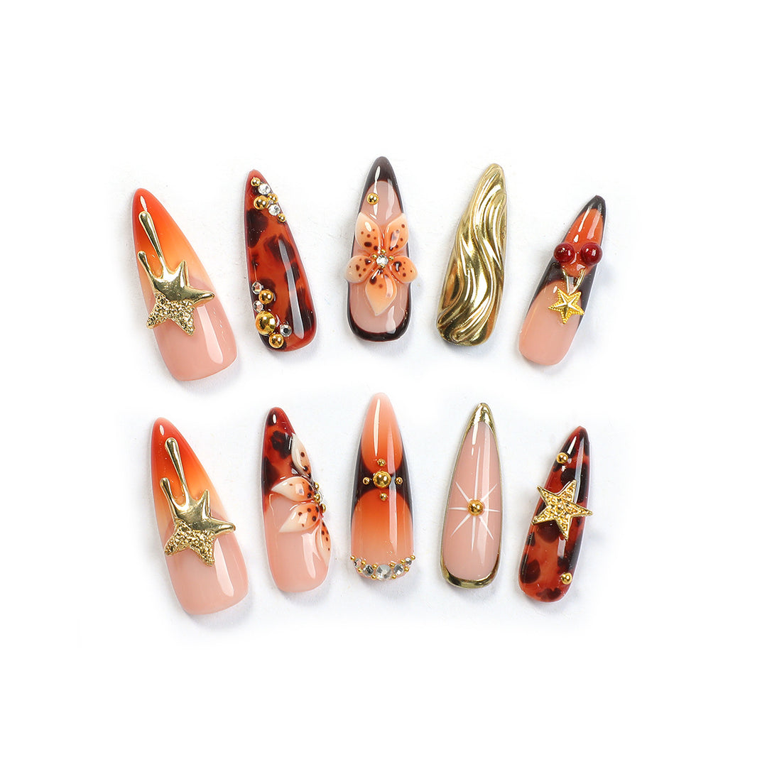 Acrylic nail set with elegant decorations Stornfield