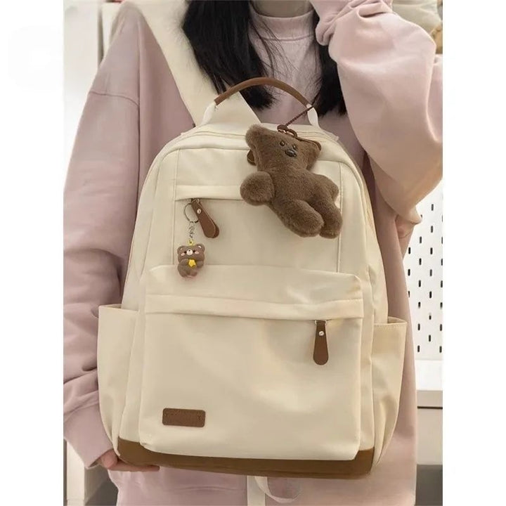 Fashionable leisure backpack with cute bear charm Stornfield