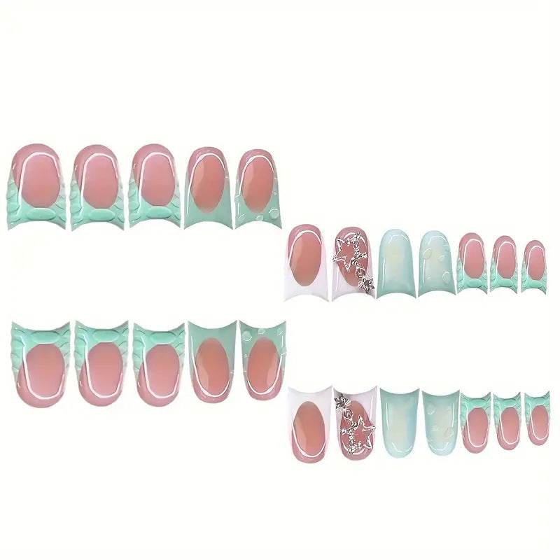 Artistic Press-On Nail Set with Unique Designs Stornfield