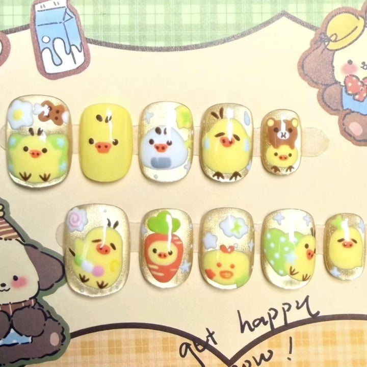 Whimsical Character Press-On Nail Art Set Stornfield