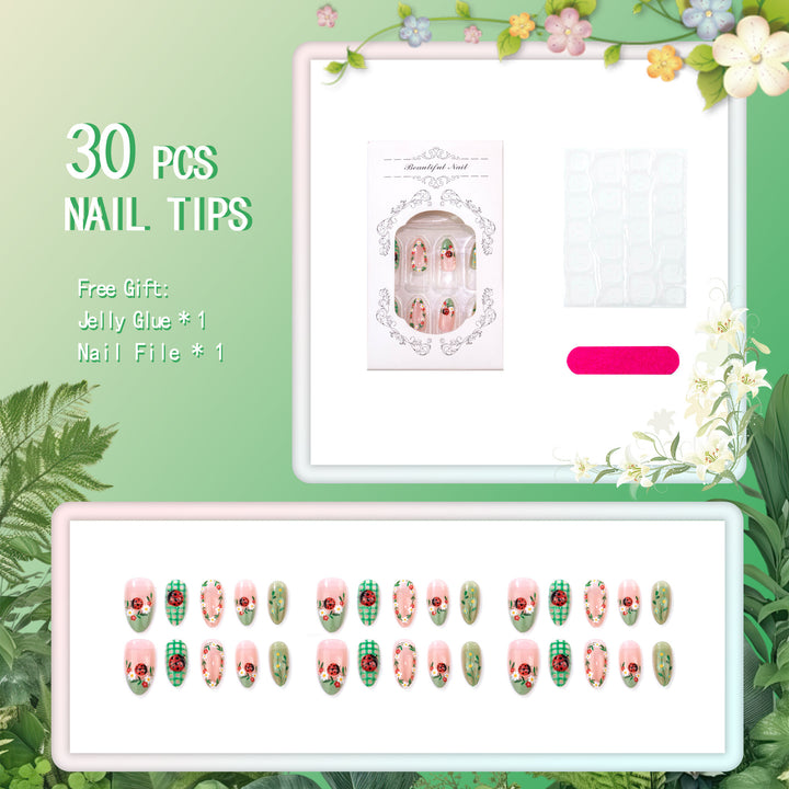 Artistic Floral Accompanied Press-On Nail Set